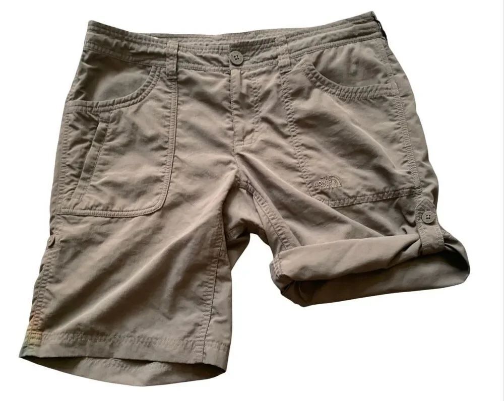 THE NORTH FACE light brown ROLL CUFF Hiking Outdoor SHORTS sz 6